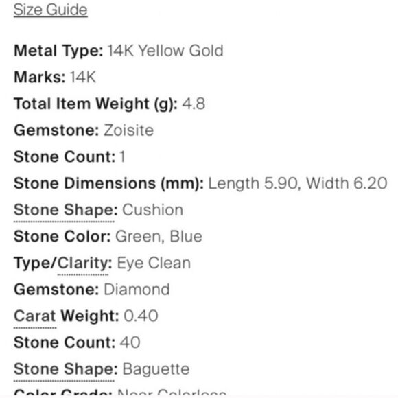 ⭐️💝Stunning💝⭐️ 14K Zoisite & Diamond Cocktail Ring Sz 6 - Picture 9 of 10